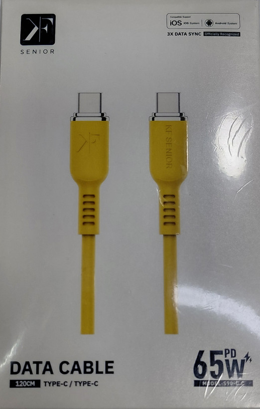 کابل شارژ کی اف سنیور دوسرتایپ سی 65w(وات) مدل s90 c.c