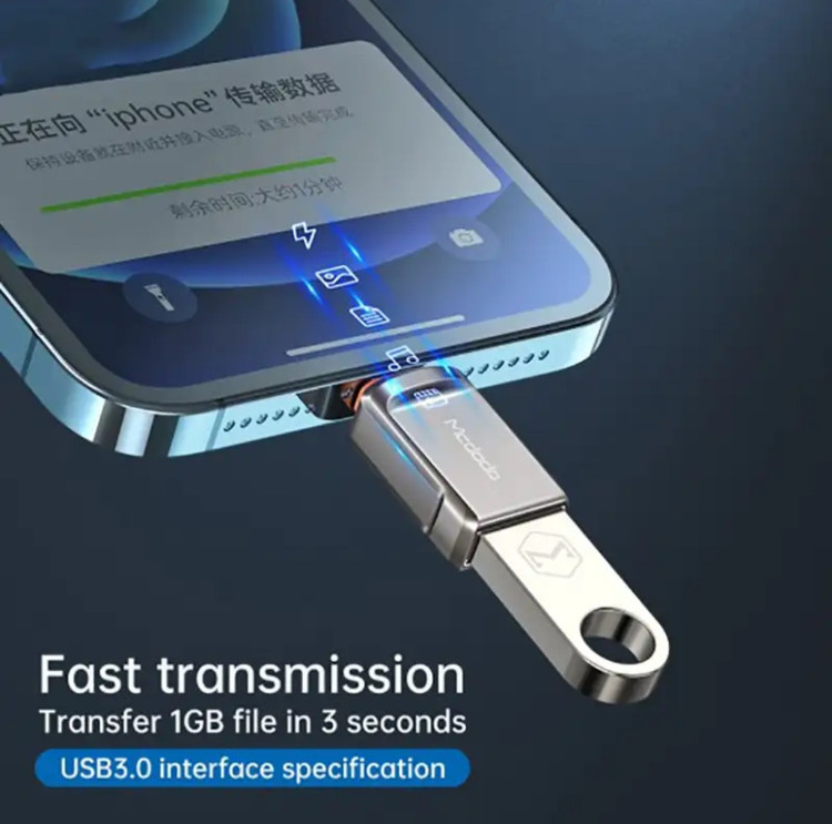 تبدیل OTG به لایتنینگ مکدودو USB_3.0 مدله OT_8600