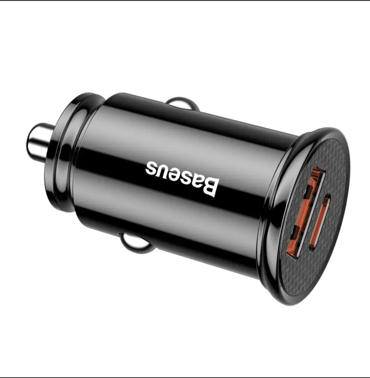 شارژر فندکی باسئوس ۳۰ وات مدل CCAL_YS01دو پورت USB_C/USB_A