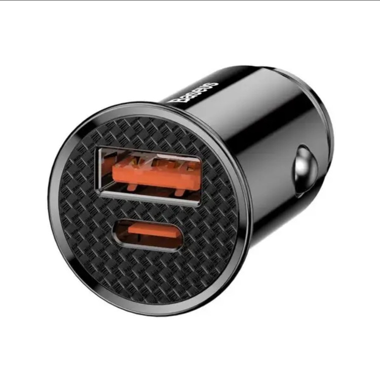 شارژر فندکی باسئوس ۳۰ وات مدل CCAL_YS01دو پورت USB_C/USB_A